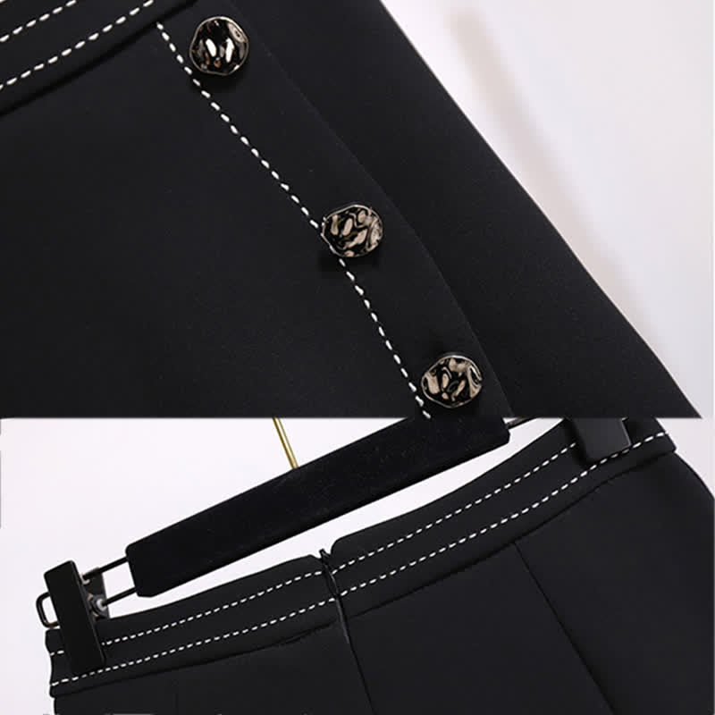 High Front Skirt T-Shirt Button Waist Chiffon