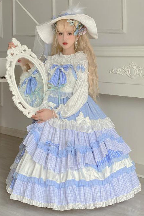 Purple Ruffled JSK Dress Sweet Lolita Bowknot Tiered - Altfashion Shop
