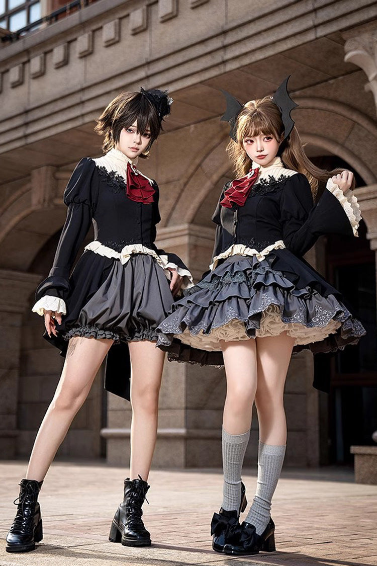 Black Eternal Night Feast Multi-Layer Ruffle Lace Gothic Princess Set