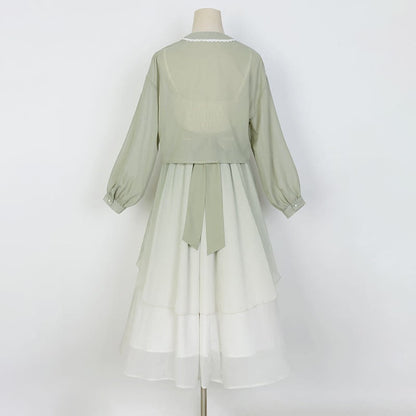 Embroidery Cardigan Orchid Vintage Slip Dress