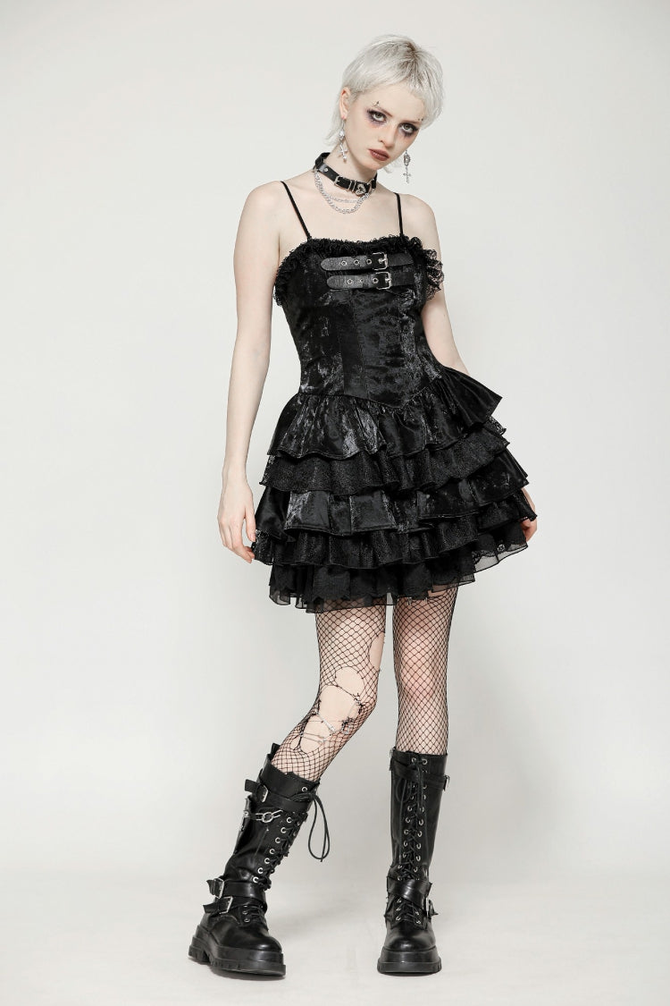Ruffled Punk Slip Dress for Parties and Graduation