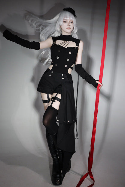 Phantom Thief Cut-Out Gothic Ouji Shorts Set