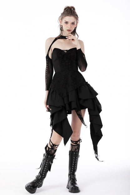 Frilly Zippered Gothic Evening Dress