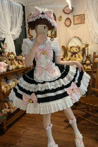 Multi-Layered Ruffled Bowknot Lace Princess JSK
