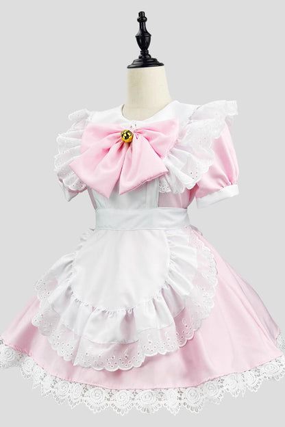 Maid Short Sleeves Ruffle Bow Sweet Plus Size Lolita Dress Two Tones
