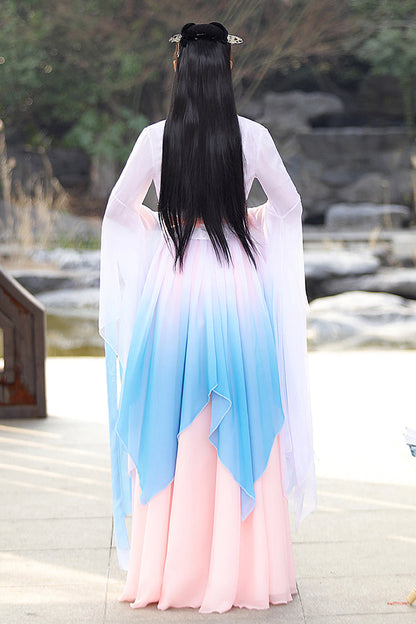 High-Waist Embroidered Hanfu Gown for Women