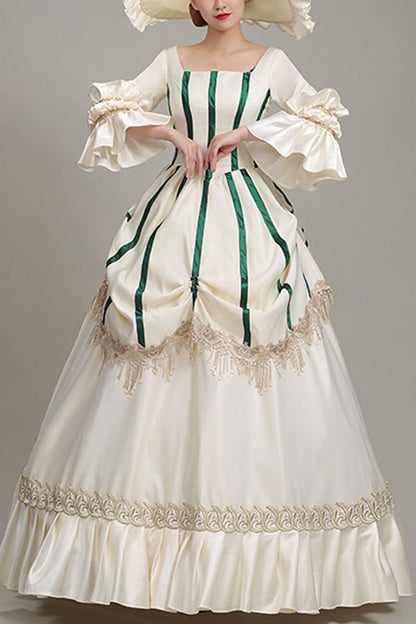 Square Collar Ruffled Prom Dress with Hime Sleeves