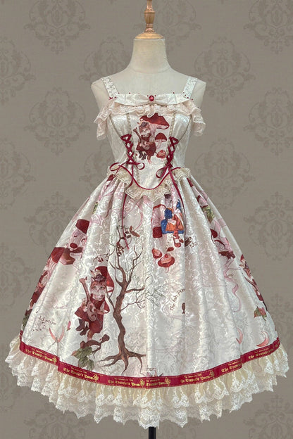 Traveler Cat Print Ruffle JSK in Vintage Style