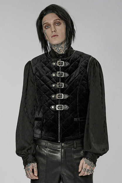 Inter-Cotton Sleeveless Buckle Black Gothic Vest Men's