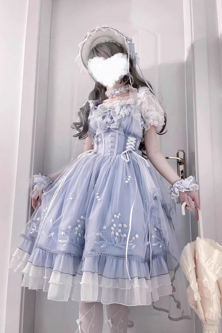 Multilayer Ruffled Embroidered Bow Sweet Princess Lolita JSK