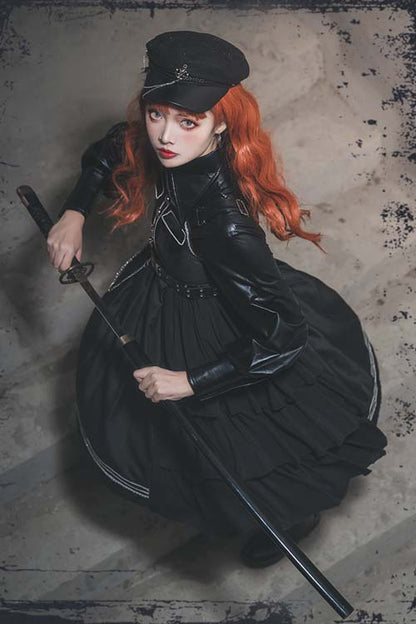 Black Gothic Lolita JSK Dress with Night Owl and Cool Style