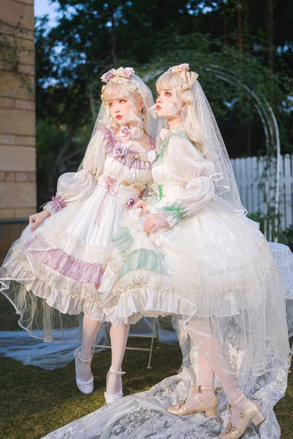 Emerald Ruffled Lace-Up Princess Lolita Dress - Spring Boliya