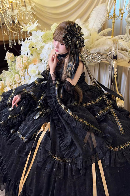 Double-Layered Ruffled Princess JSK with Bow Accents