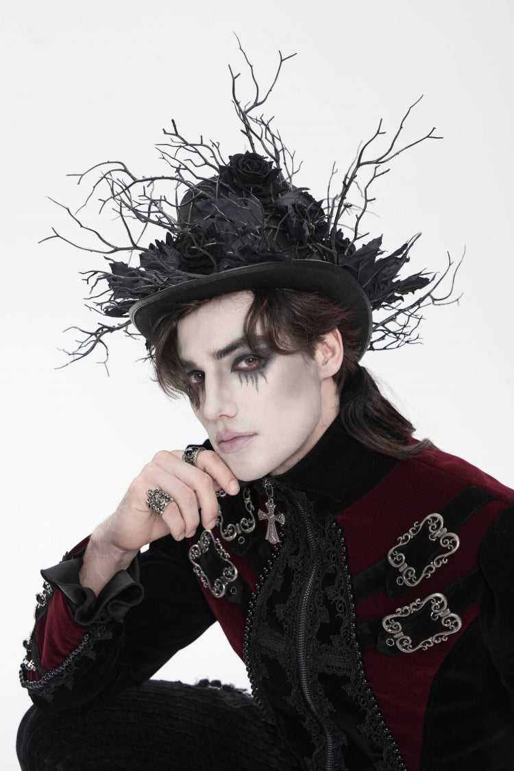 Gothic Hat with Rose Leaf and Branch Motif