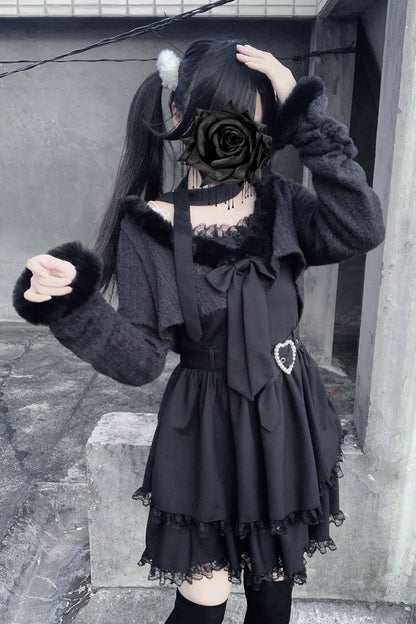 Stardust Oath Printed Ruffled Lace Dress Set Two Colors