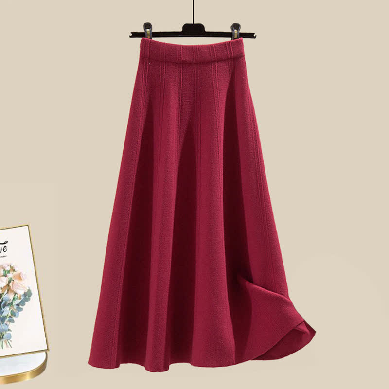 Skirt Colorblock Christmas Knit Sweater