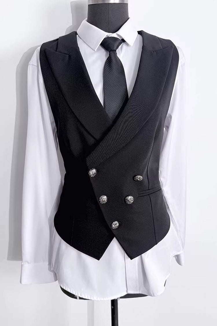 Silver Button Waist-Cinching Ouji Vest