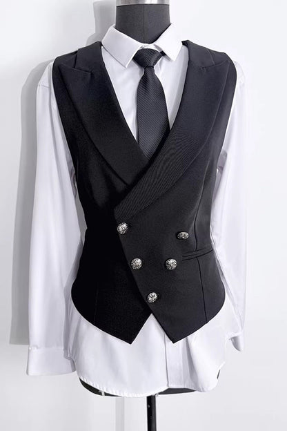 Silver Button Waist-Cinching Ouji Vest
