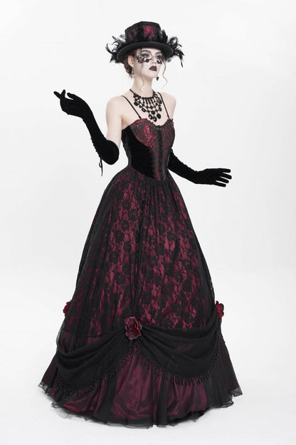 Jacquard Floral Beaded Gothic Long Slip Dress