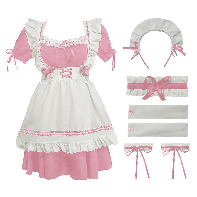 Lolita Seven Piece Ruffled Maid Dress