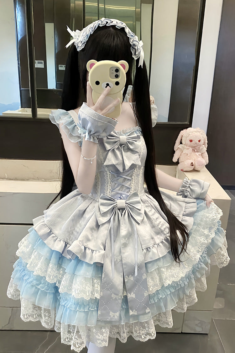 Sleeveless Ballet JSK with Multi-Layered Ruffles and Bow