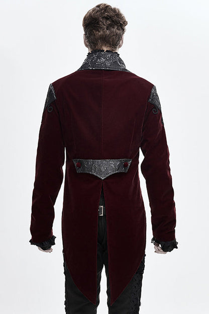 Vintage Embroidered Fake Two Pieces Gothic Coat for Men