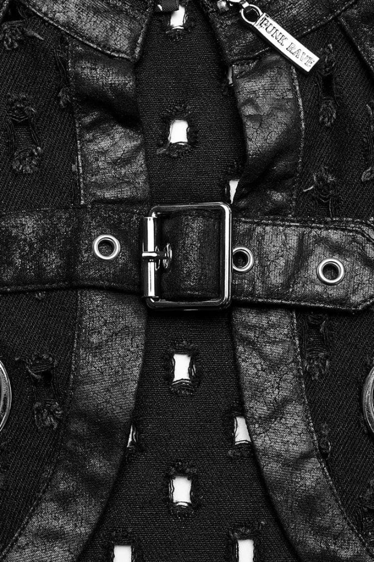 Steampunk Short Cloak with Hollow Decoration and Zipper