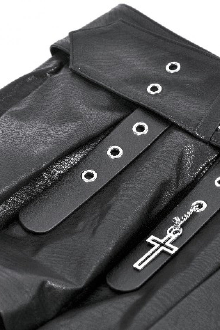 Punk Shorts with Eyelets and Asymmetric Pleated Belt