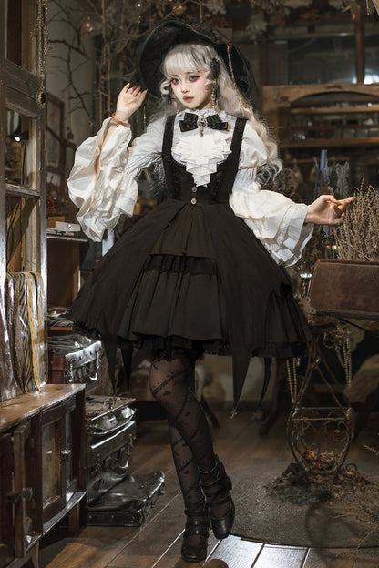 Gothic Princess Lolita Strap Dress with Cardigan and Bow
