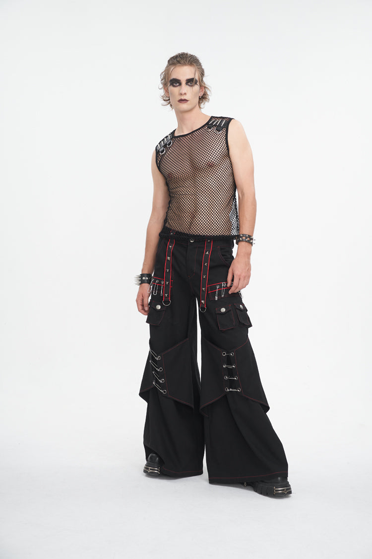 Gothic Trumpet Pants with Contrast Stitching