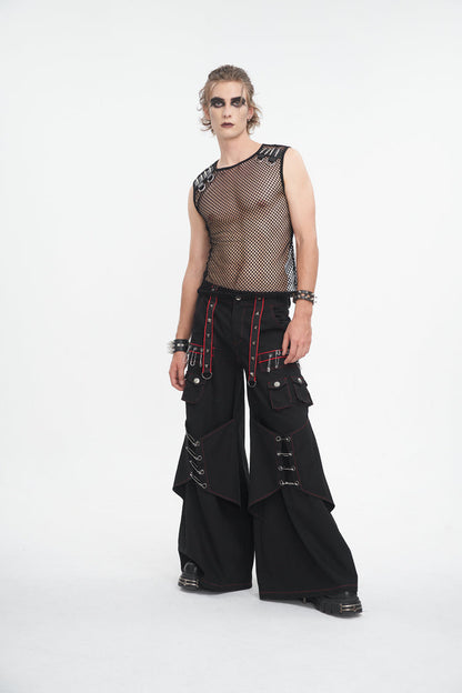 Gothic Trumpet Pants with Contrast Stitching