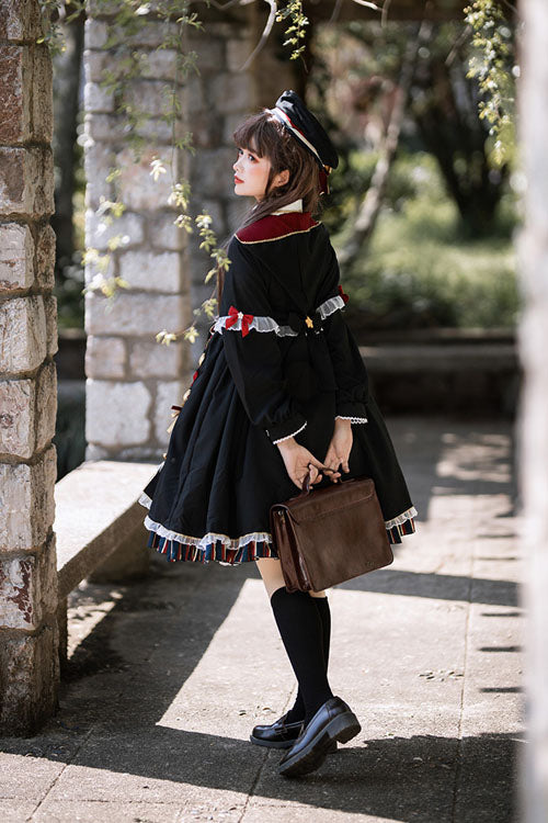 Black Gothic OP Dress Lolita Long Sleeves Alchemy Witch - Altfashion Shop