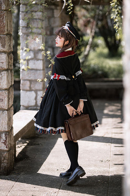 Black Gothic OP Dress Lolita Long Sleeves Alchemy Witch - Altfashion Shop