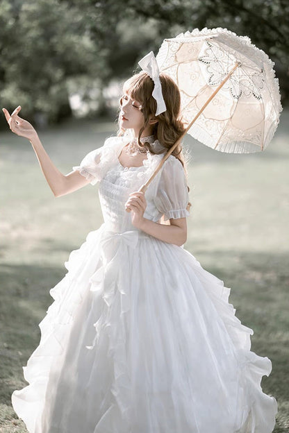 Ivory Fantasy Fairy Ruffle Sleeve Elegant Lolita Gown