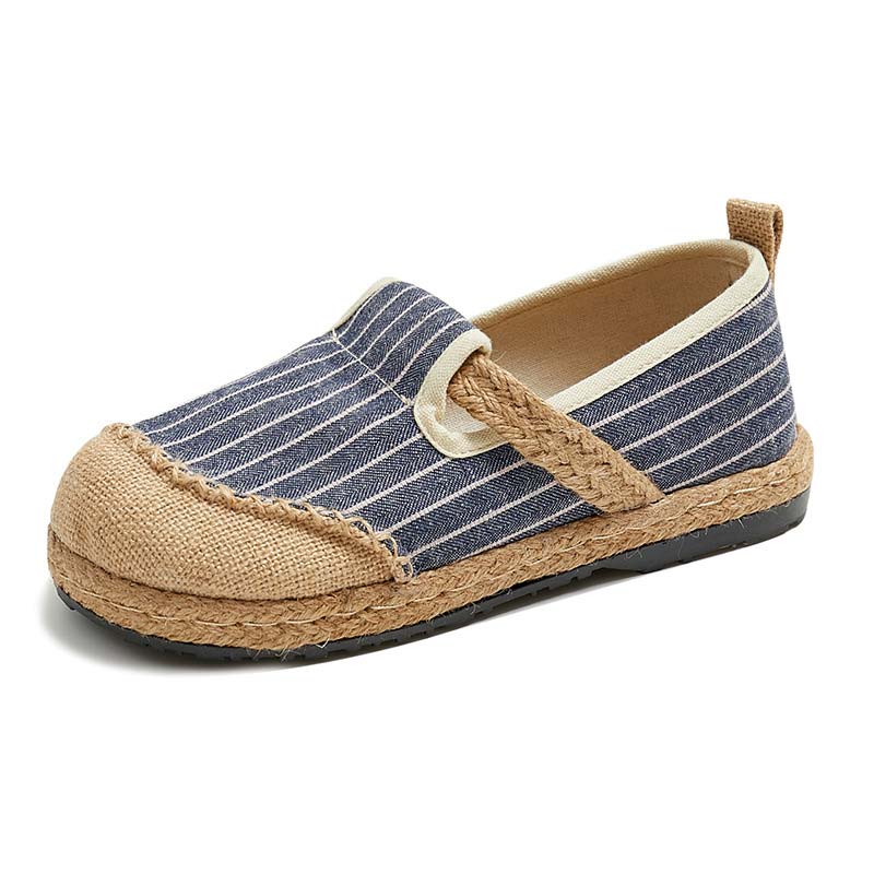 Vintage Casual Striped Print Canvas Flats Shoes