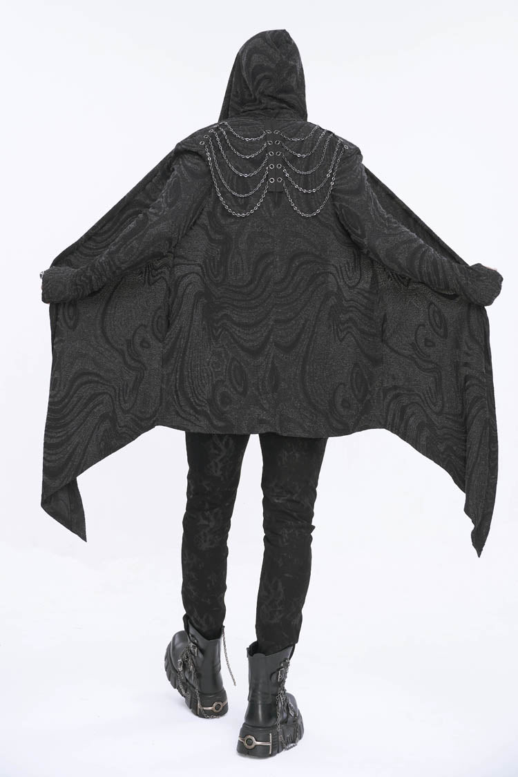 Gothic Hooded Coat with Multi-Chain Back Detail