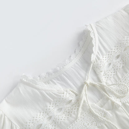 Boho Split Crochet Tassel Out Shirt Dress Hollow Belted