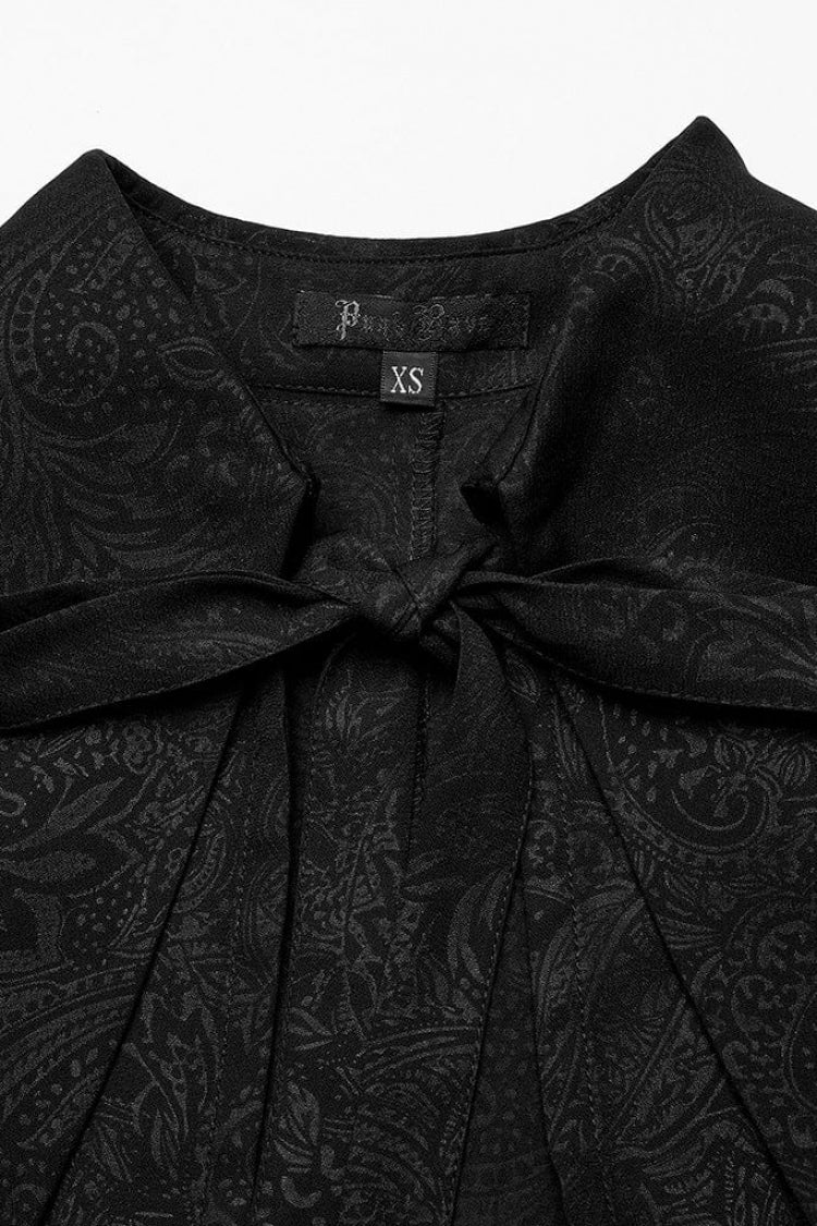 Lace Jacquard Gothic Cape with Lapel Collar and Mesh Details