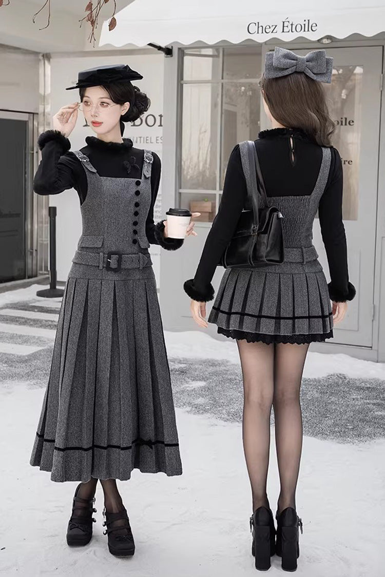 Ruffled Daily Elegant Classic Jumper Dress - Grey Letters & Poems Grace
