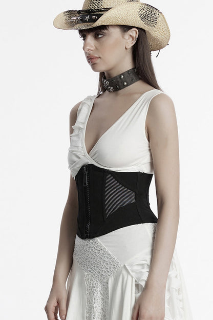 Mesh Zipper Underbust Corset for Punk Style