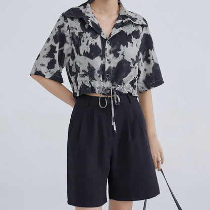 T-Shirt Dye Tie Drawstring Shorts Black