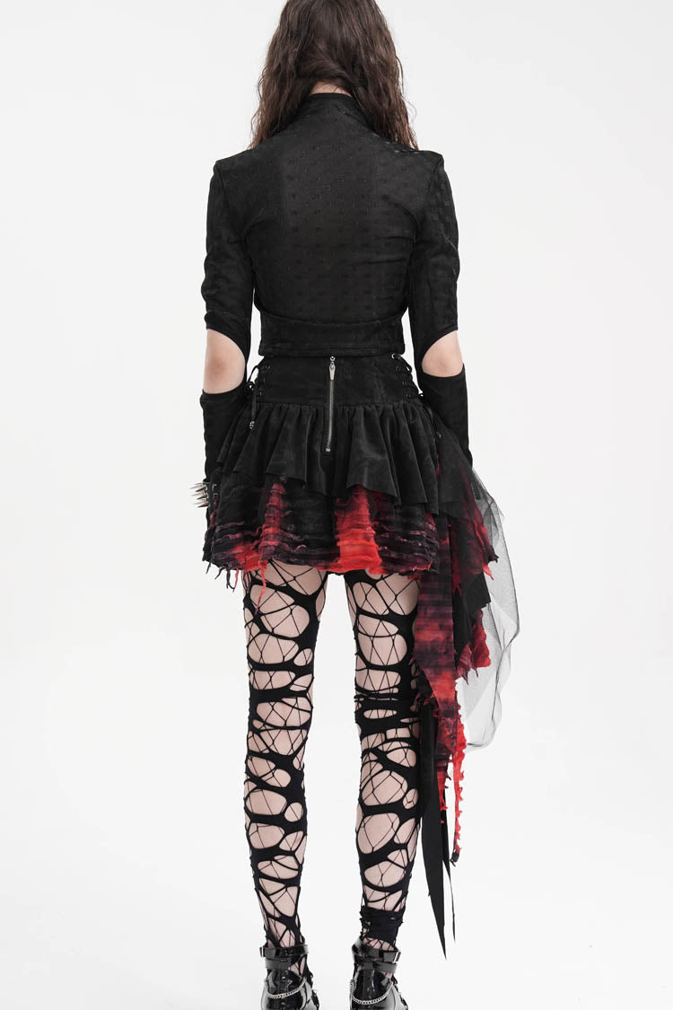 Irregular Mesh Gothic Skirt with Stitching