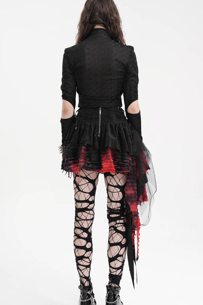 Irregular Mesh Gothic Skirt with Stitching