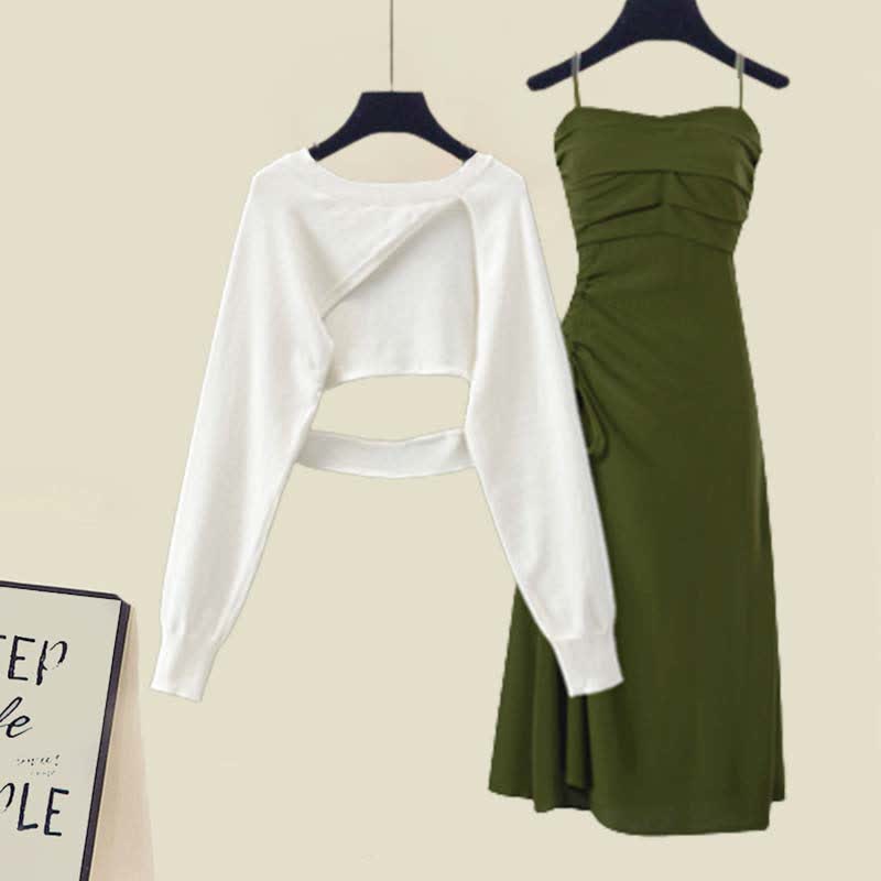 Sweater Hollow Dress Slip Denim Out Irregular