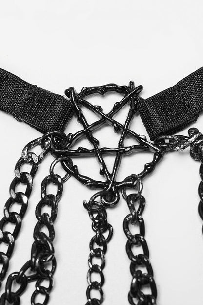 Gothic Body Harness with Crystal Pendant and Tassel Chain for Her