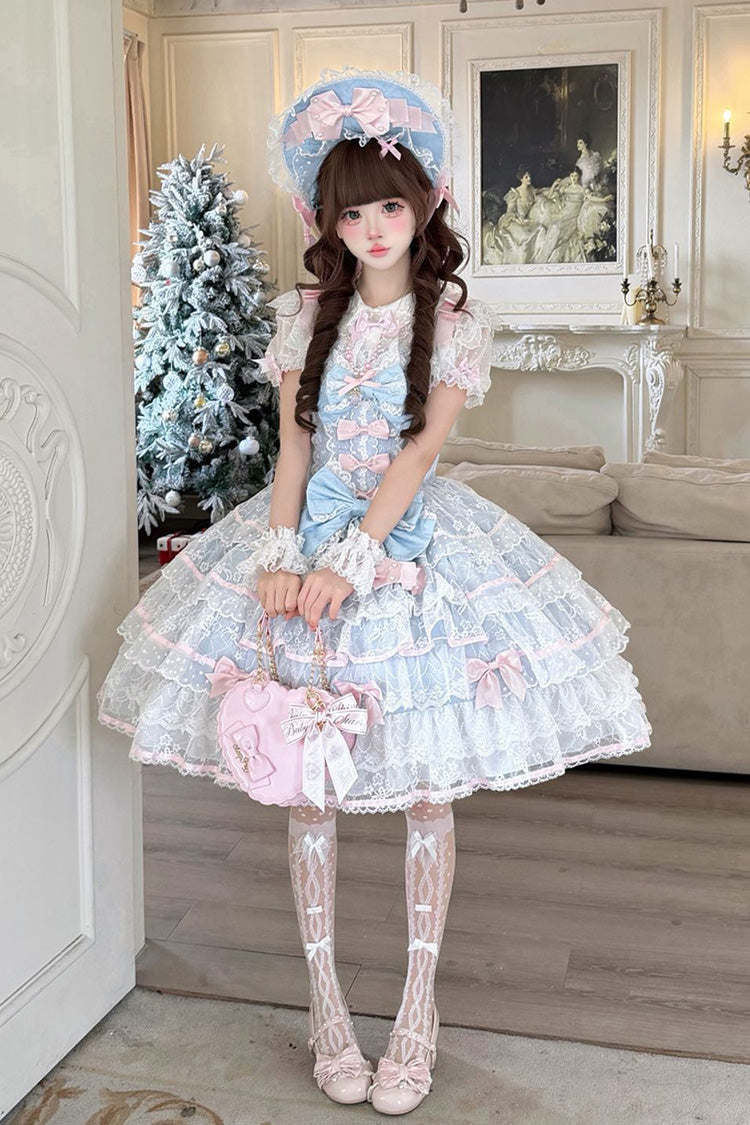 Ruffle-Bow Lace JSK with Layered Details