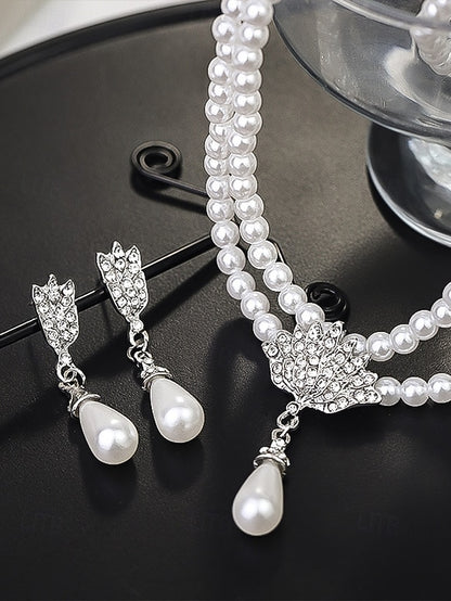 Bridal Double-Layer Jewelry – Necklace Elegant Pearl Set