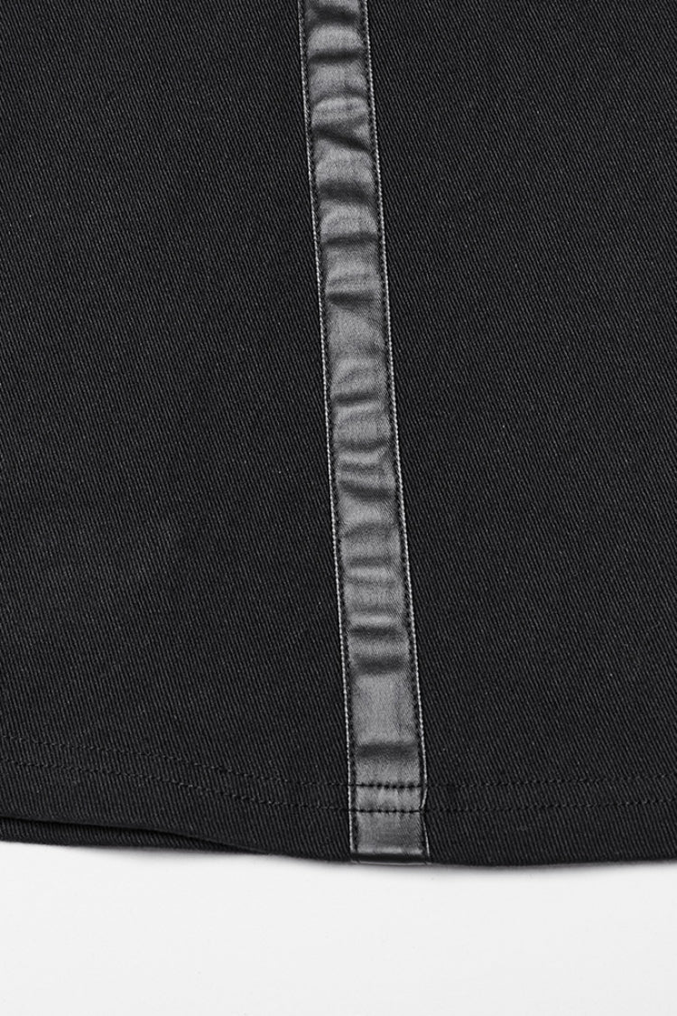 Punk Flared Trousers with Mesh and Metal Studs