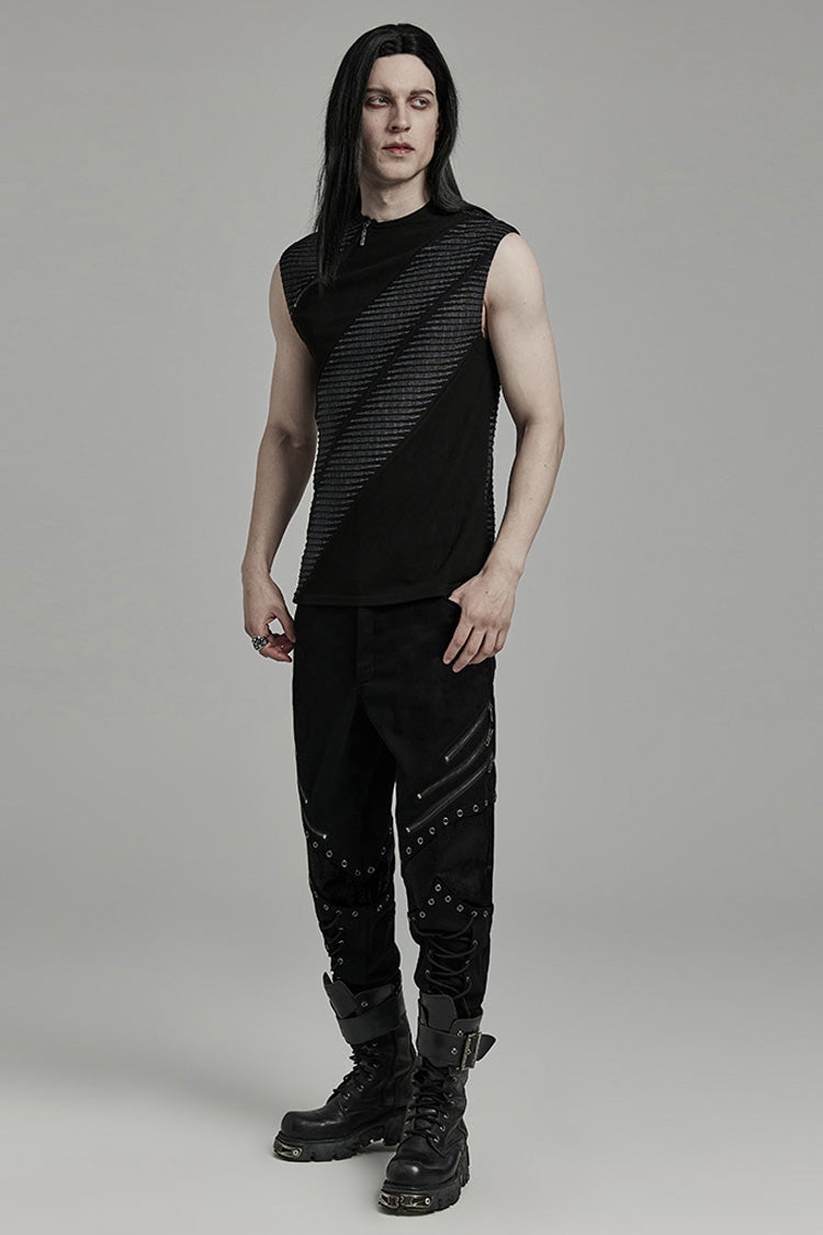 Asymmetric Zipper Punk Tank Top