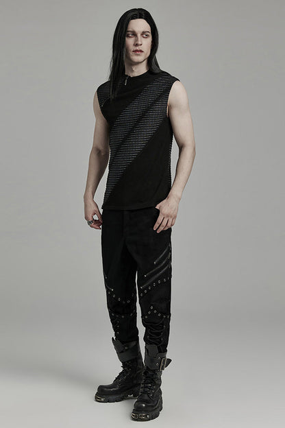 Asymmetric Zipper Punk Tank Top